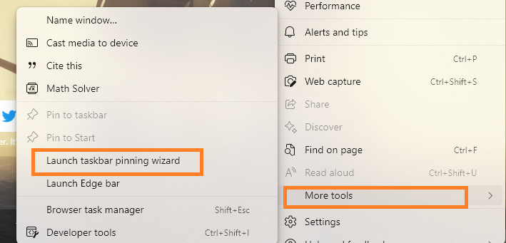 Add favourite website to task bar in Windows 11